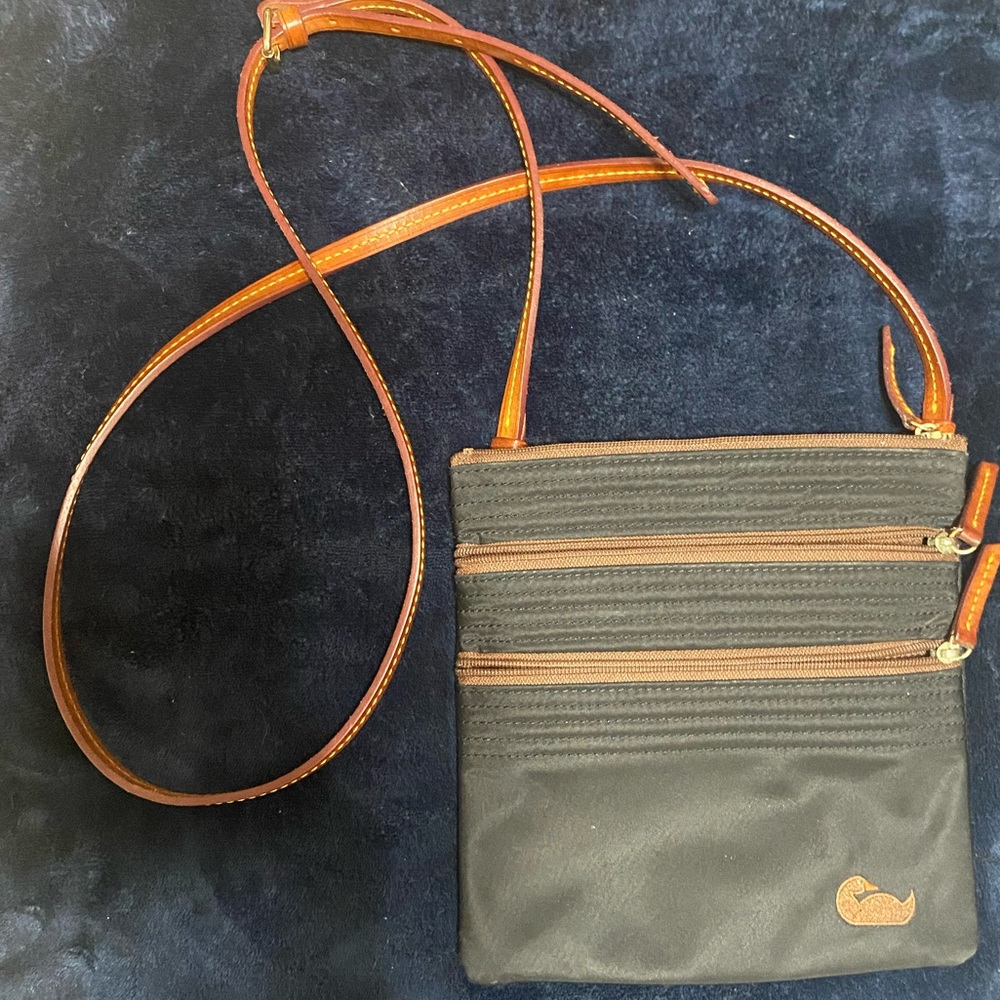 Black & brown Dooney & Bourke Triple Zip Crossbody Bag; great condition!